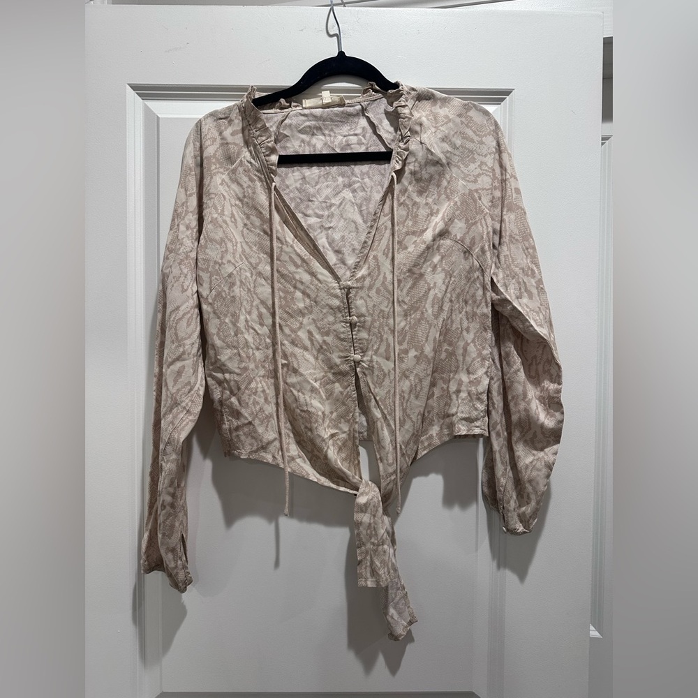Olivaceous Beige Patterned Blouse